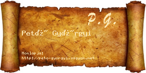 Pető Györgyi névjegykártya